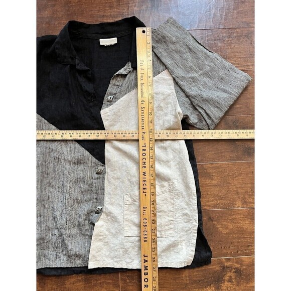 Coldwater Creek 100% Linen Multi Color Boho Metal Button Shirt READ BELOW - Picture 4 of 5